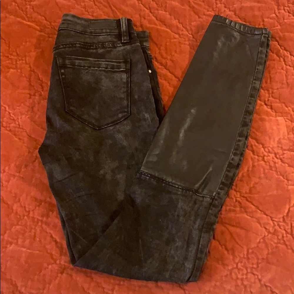 Blank NYC Acid Black Skinnies with Leather Pannels